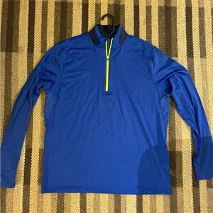 Greyson Wolf 1/4 Zip Pullover Mens L Golf Sports Stretchy Performance Blue